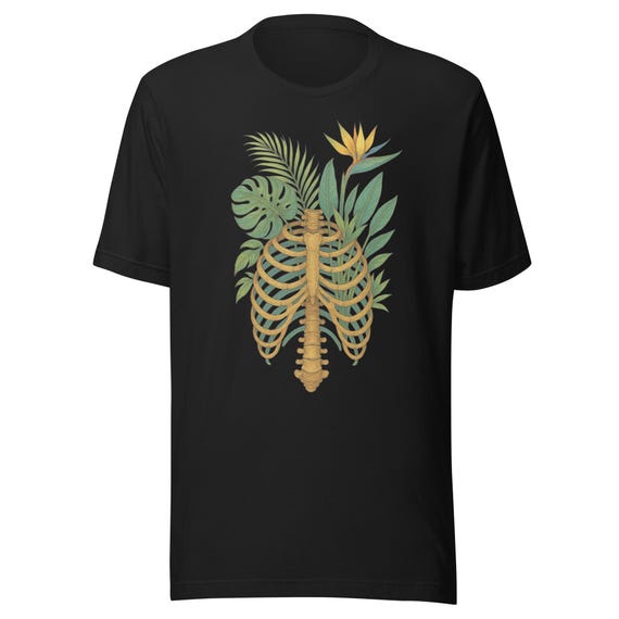 Skeleton Plant Body T-shirt, Botanical Ribcage Shirt, Plant Lover Halloween Tee, HSP Shirt