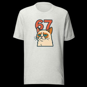 67 Sticker Style Grumpy Cat Shirt | Funny Unisex Tee