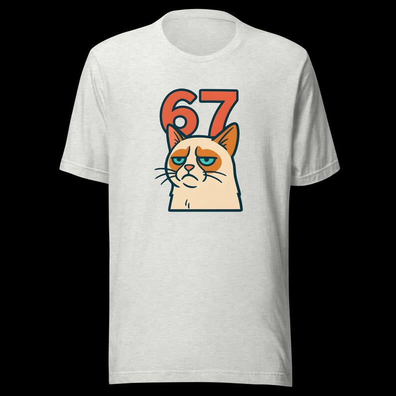 67 Sticker Style Grumpy Cat Shirt | Funny Unisex Tee