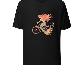 Unisex t-shirt "Mermaid riding a bicycle"
