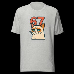 67 Sticker Style Grumpy Cat Shirt | Funny Unisex Tee