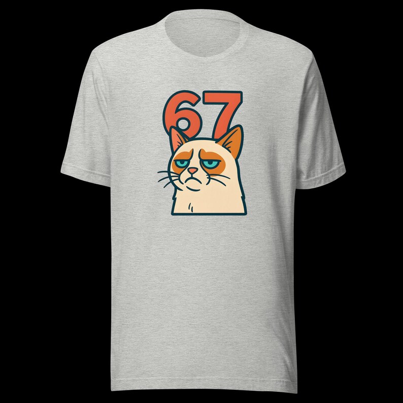 67 Sticker Style Grumpy Cat Shirt | Funny Unisex Tee