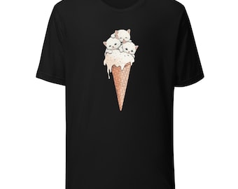 Cute Kittens Ice Cream Cone T-Shirt | Adorable Cat Lovers Tee | Funny Cat Ice Cream Shirt