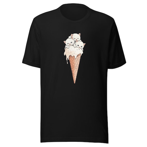 Cute Kittens Ice Cream Cone T-Shirt | Adorable Cat Lovers Tee | Funny Cat Ice Cream Shirt