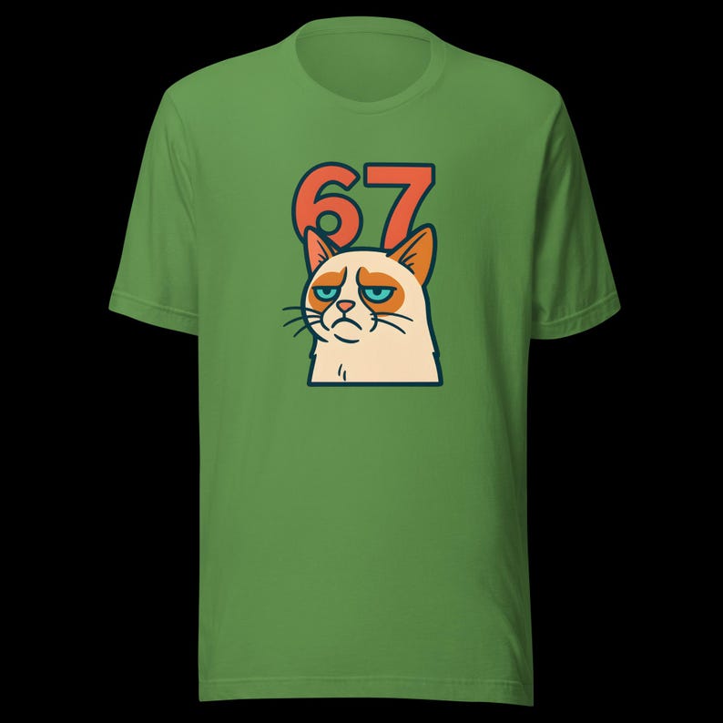 67 Sticker Style Grumpy Cat Shirt | Funny Unisex Tee