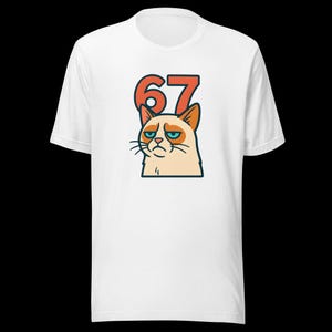 67 Sticker Style Grumpy Cat Shirt | Funny Unisex Tee