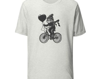Unisex t-shirt Cat on a Bike – Cute Cycling Tee for Cat Lovers, Valentine's Day shirt