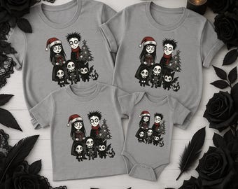 Matching Family Gothmas Shirts, Family Goth Christmas Shirt, Matching Xmas Tees, Custom Tee, Personalized Surname Wicked Crew Shirt
