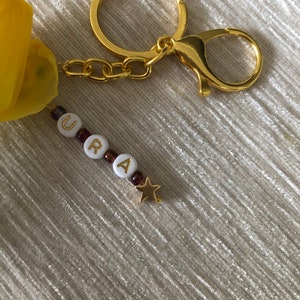 Gold colour, personalised, choice of bead colour, for that special friend