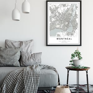 Montreal Map Print | Montreal Poster | Black & White | City Map Print | Gift For Him | Wall Decor | Office decor | Modern Map | Map Art