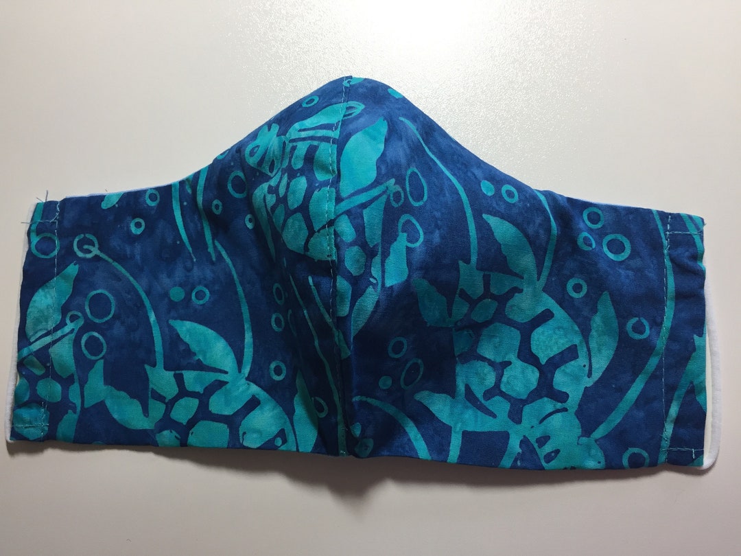 Ocean Turtles Face Mask 2layer Cotton With Nose Wire Mens Size 5.5x11 Etsy