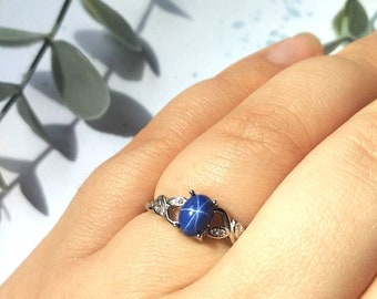 Silver ring. Star sapphire lab created. ACOTAR. Ring for a wedding. Fantasy books.