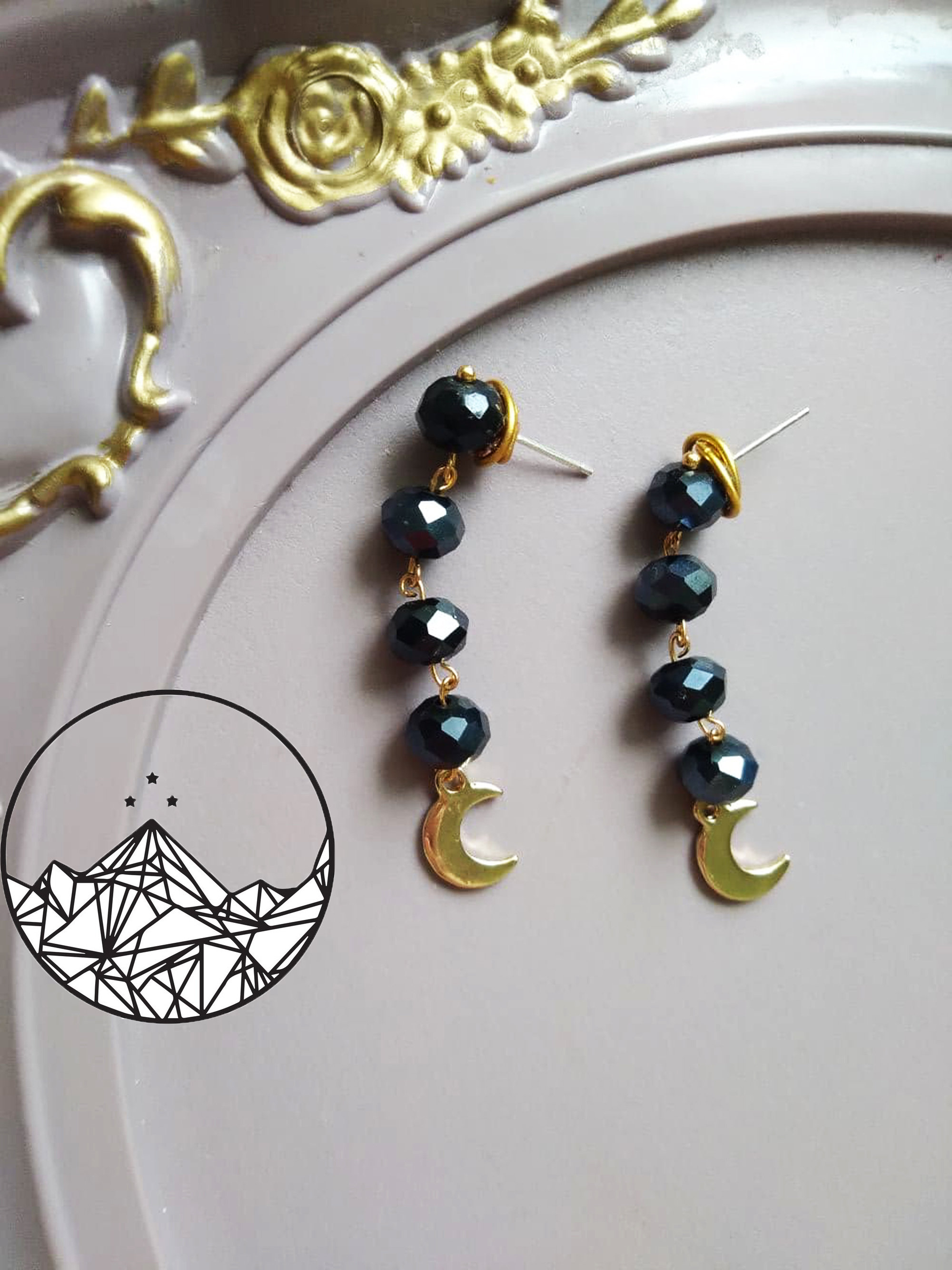 Earrings with Czech crystal blue. Hypoallergenic steel clasp. Starfall earrings.
