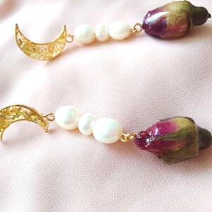 Real rose flower earrings (anime version) moon earrings cosplay. Princess moon
