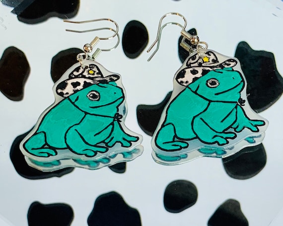 frog earrings etsy