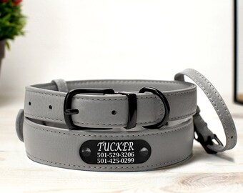 gray leather dog collar