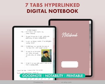 Ballerina Set 7 Tabs Hyperlinked Digital Notebook | Digital Planner | GoodNotes | Notability | Printable