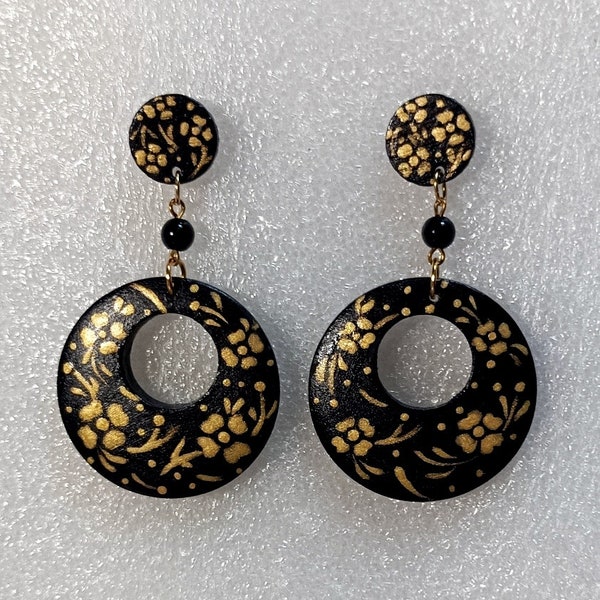 Alcázar model, hand painted, flower earrings, Spanish hoop earrings, free shipping