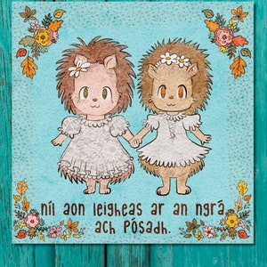 Carte de mariage LGBT irlandaise (f/f hérissons)