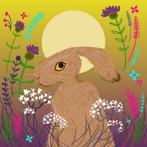 Greeting card - Hare and Moon