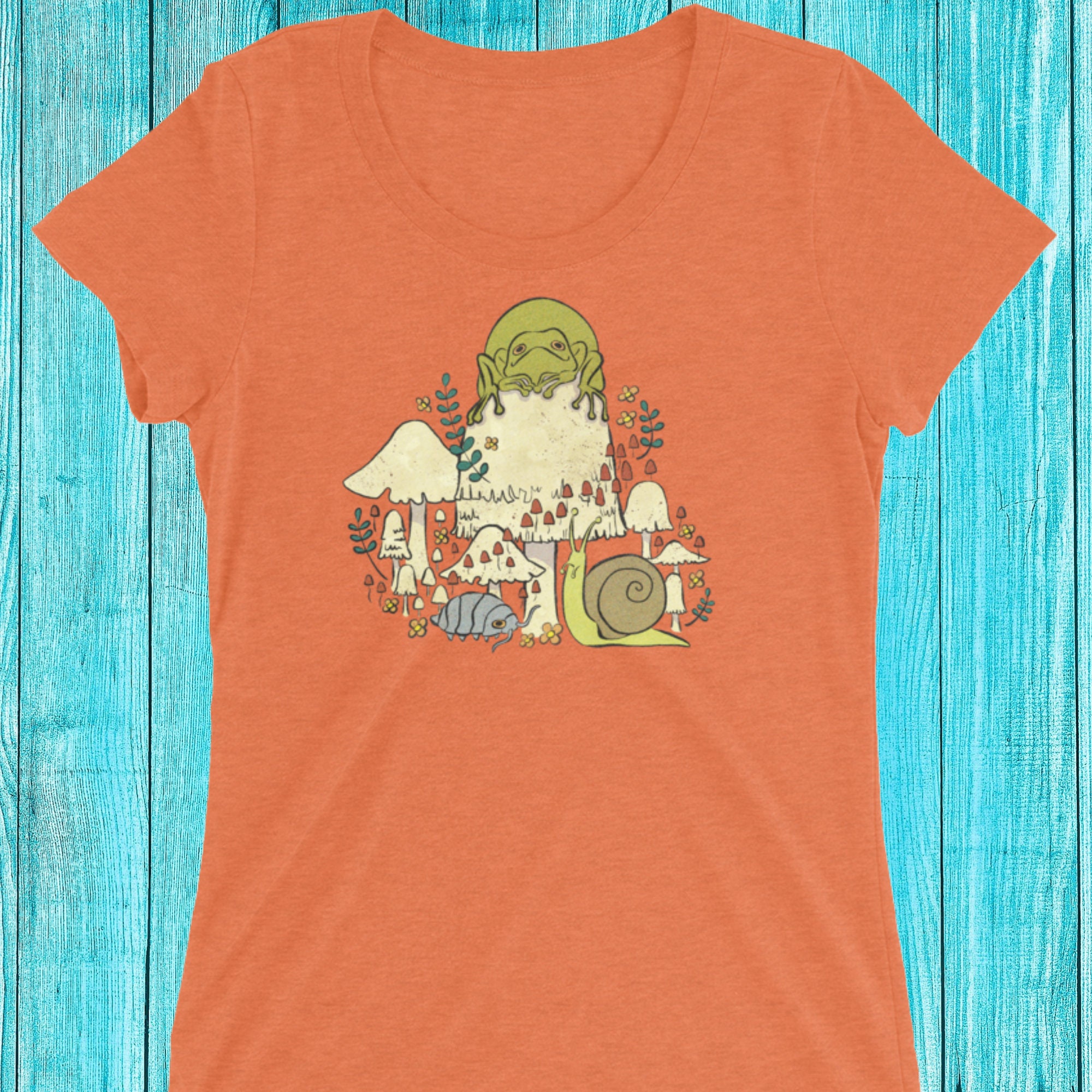 Ladies Frog and Mushrooms tshirt Etsy