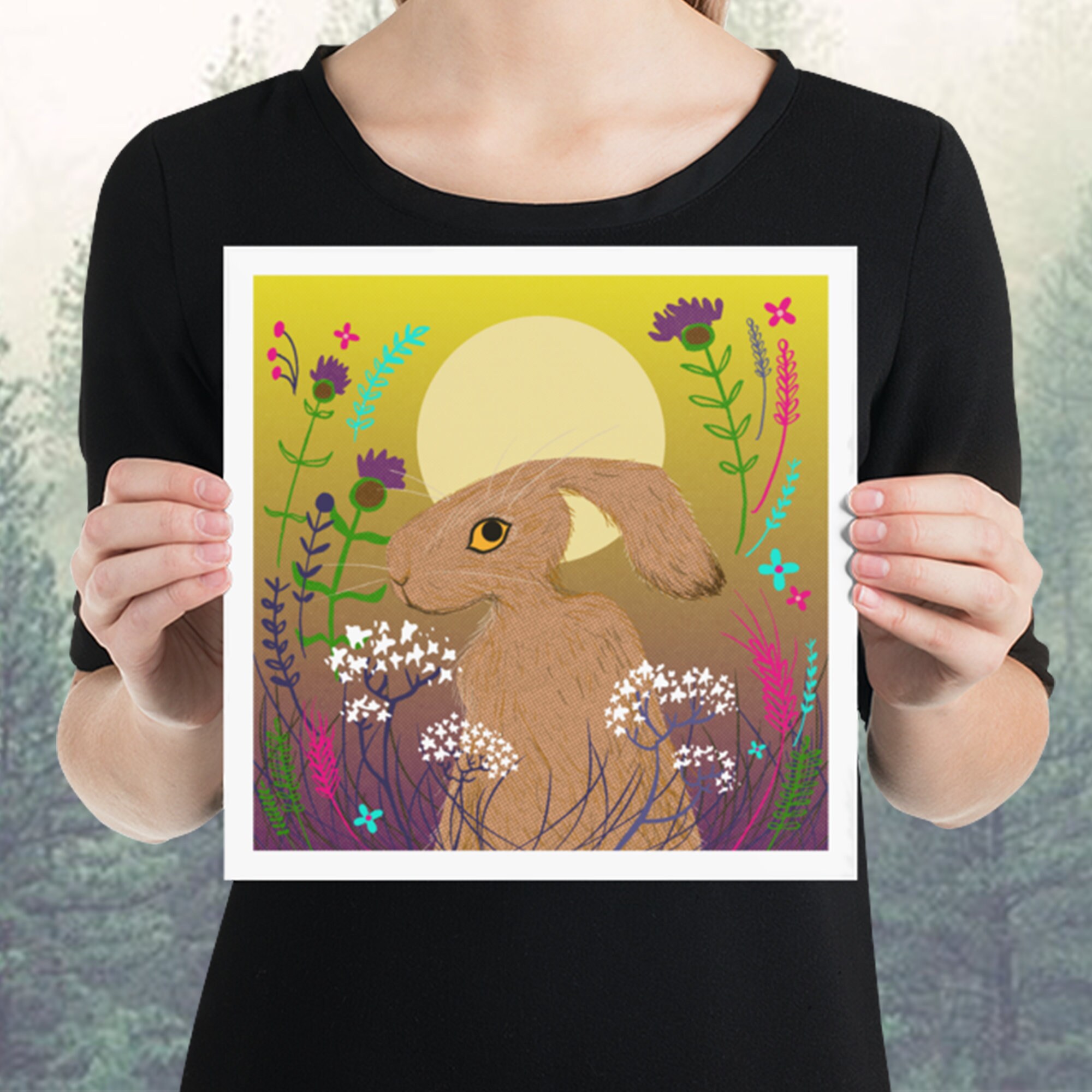 Print - Hare and Moon - Etsy