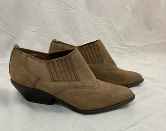 Vintage Women's Suede Western Cowboy Ankle Boots