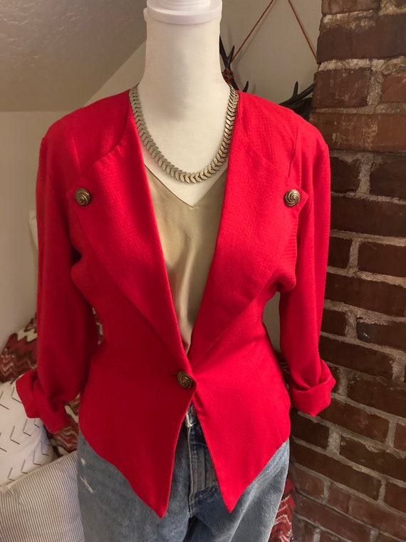 Vintage 80's Red Power Blazer - image 7