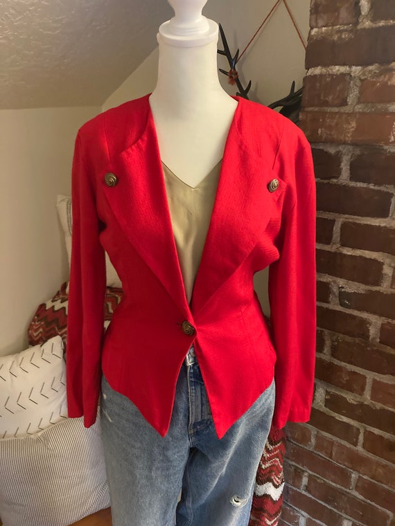 Vintage 80's Red Power Blazer - image 4