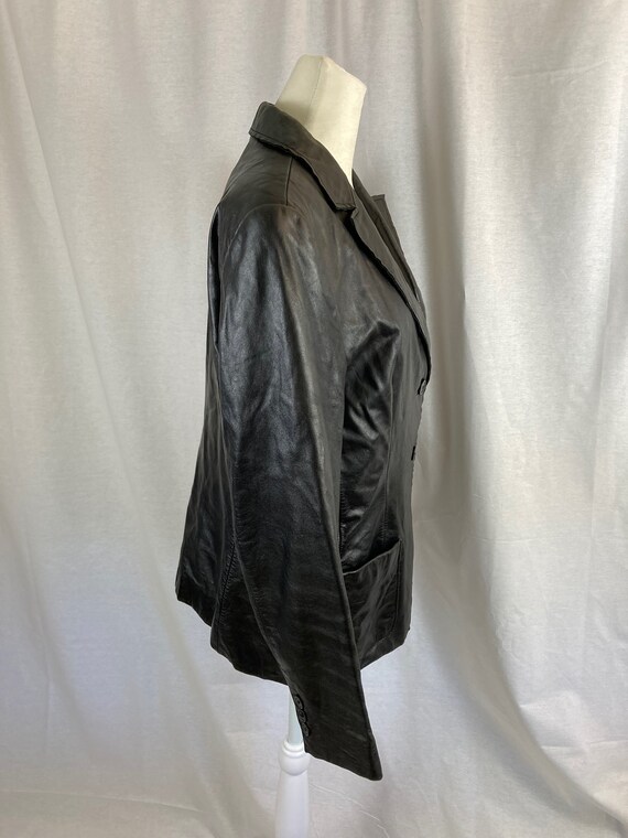 90's Black Leather Jacket - image 4