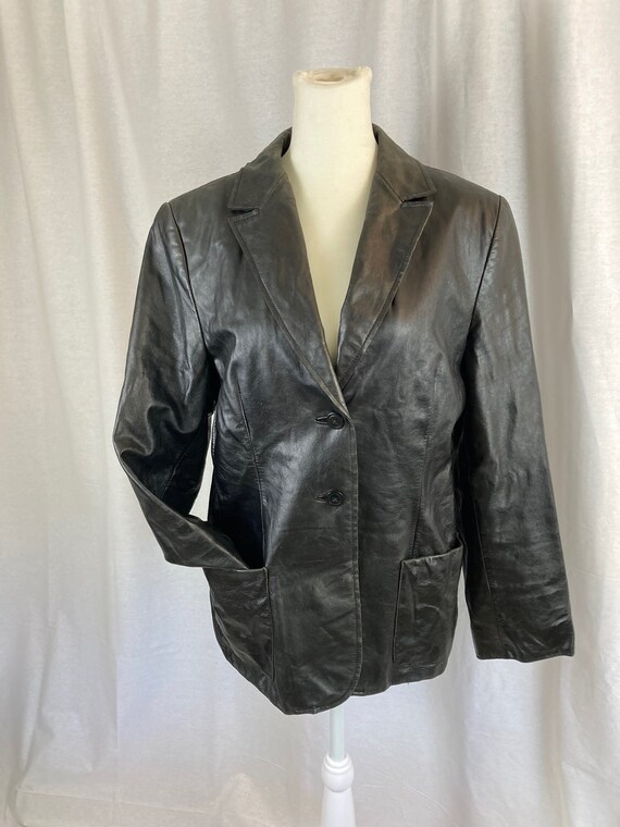 90's Black Leather Jacket - image 2