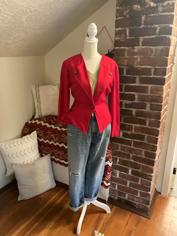 Vintage 80's Red Power Blazer - image 1