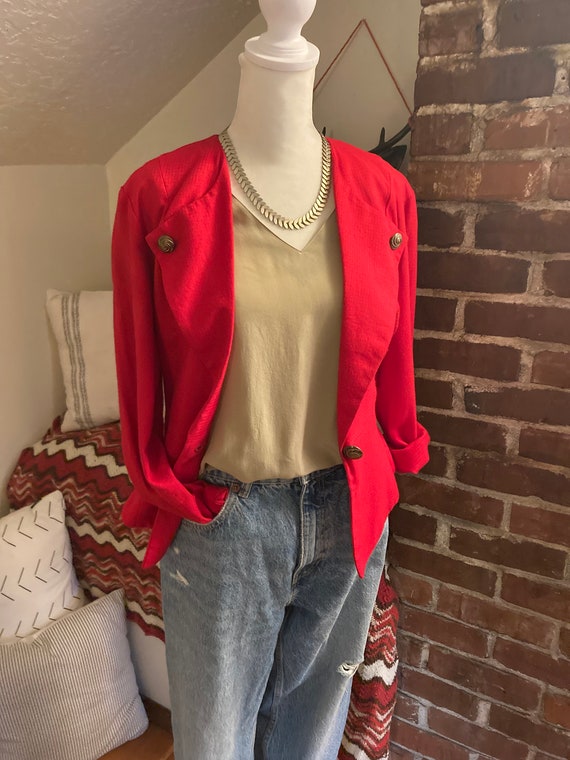 Vintage 80's Red Power Blazer - image 8