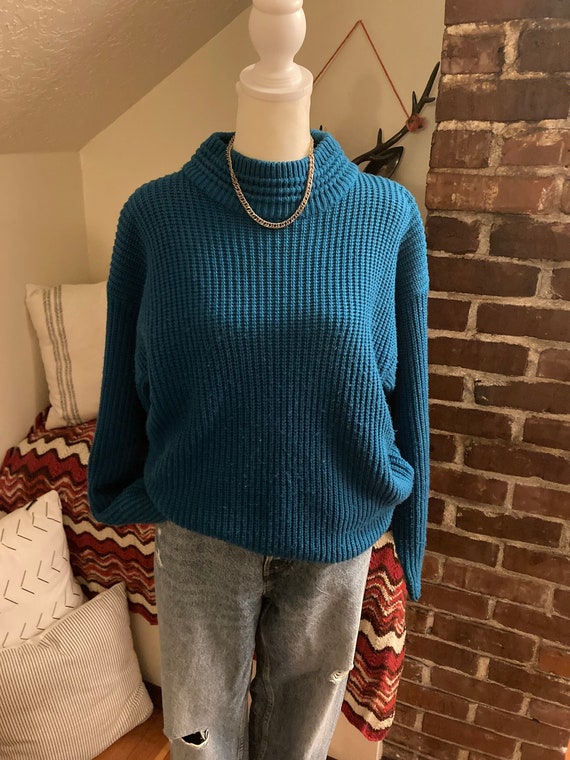 Vintage Mock Neck Chunky Knit Sweater