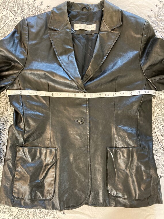 90's Black Leather Jacket - image 7