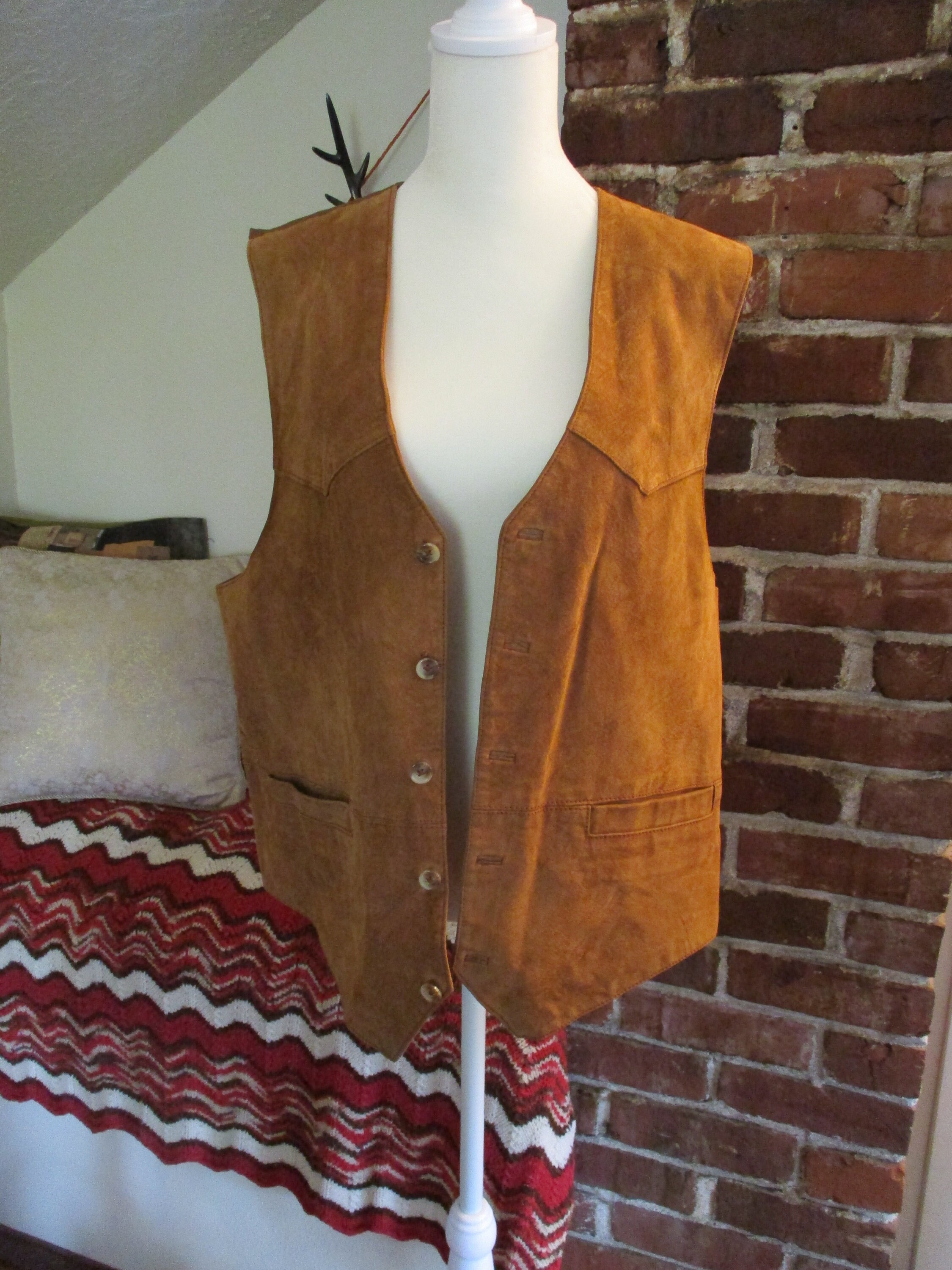 Unisex Vintage Leather Vest Etsy