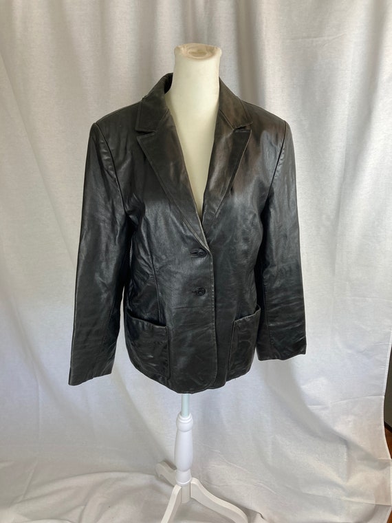 90's Black Leather Jacket - image 5