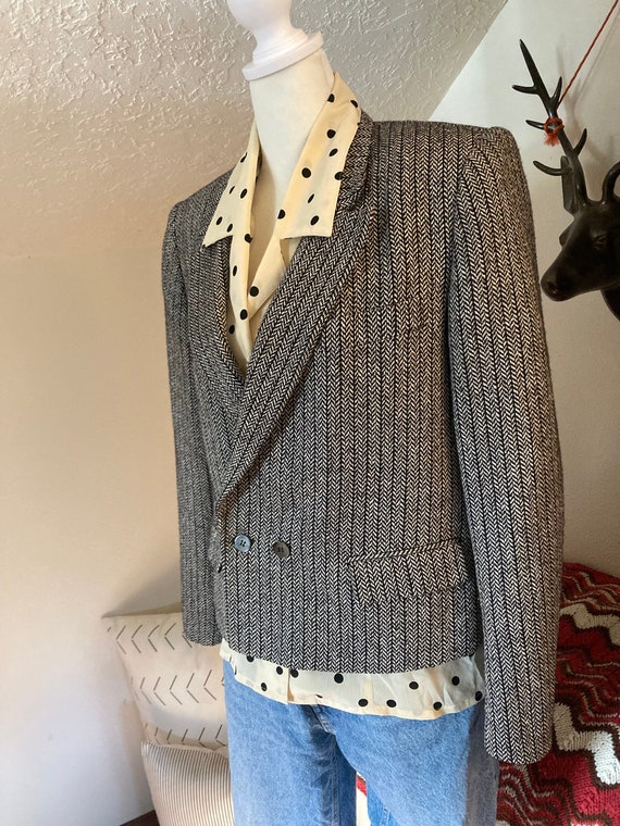 90's Tweed Blazer With Padded Shoulders