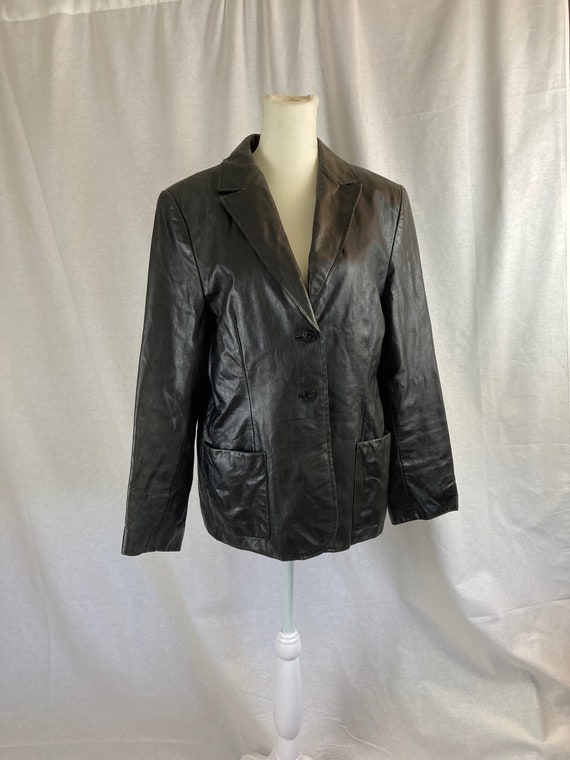 90's Black Leather Jacket - image 1