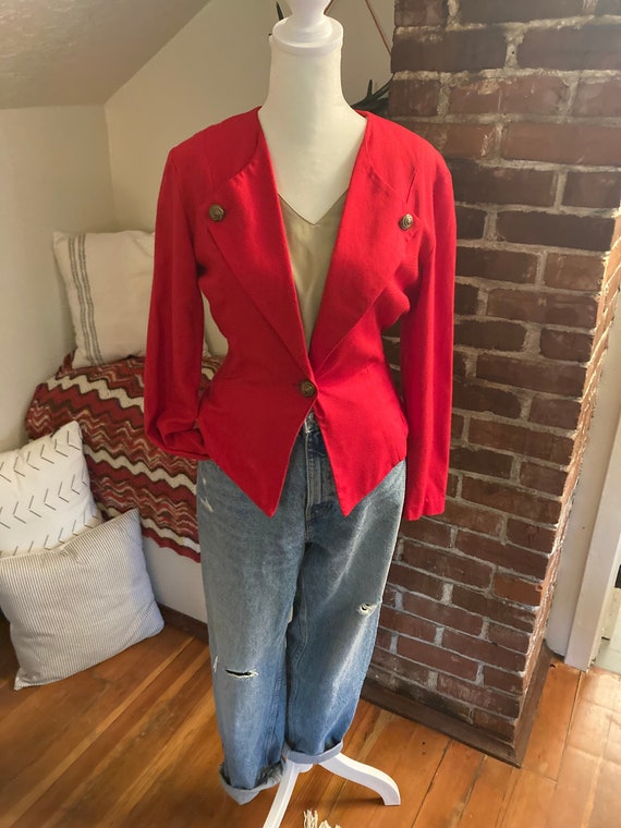 Vintage 80's Red Power Blazer - image 2