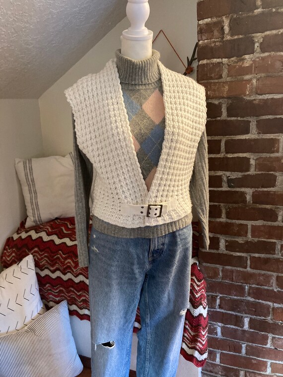 Vintage Argyle Turtleneck Sweater - image 9