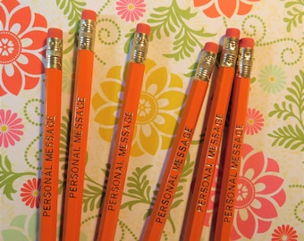 Personalized Custom Orange 2HB Hexagon Pencils, Home Office, School Gift