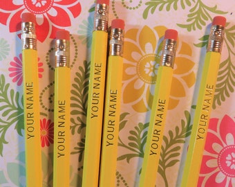 Personalized Pastel Yellow 2HB Hexagon Pencils, Home Office Supply, Home School Gift