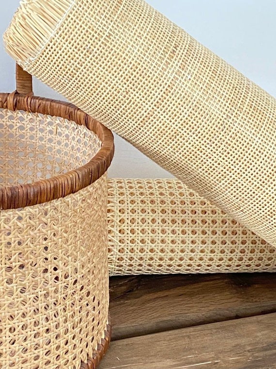 24 Width Square Rattan Cane Webbing Roll 12 Feet Fine Radio Net Mesh Pre  Woven Open for Caning Projects Rattan Fabric Furniture Woven Rattan Sheet