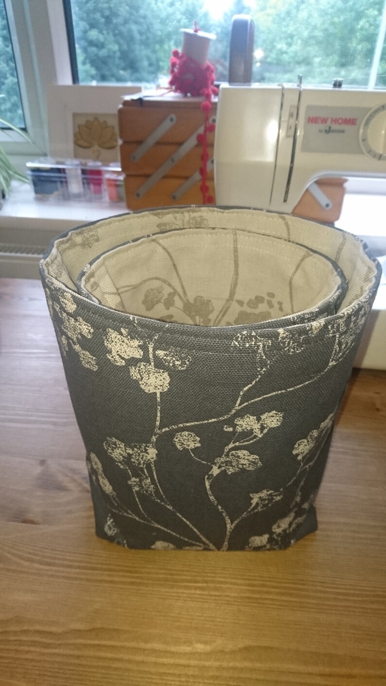 Fabric storage containers set of two. Lovely linen and | Etsy