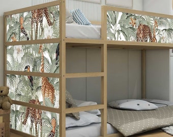 Sticker for IKEA KURA children&#39;s bed adhesive film furniture film sticker children&#39;s room bed safari animals Africa Savannah (without furniture) IKB508