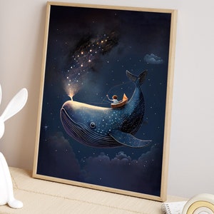 Whale Rider Poster Premium P782 / Star Angler / Children's Room Decoration Wall Pictures CANVAS Art Print Wall Art Universe Milky Way