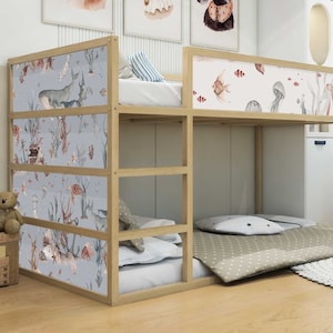 Sticker for IKEA KURA children&#39;s bed adhesive film furniture film sticker children&#39;s room bed underwater whale sea sea animals (without furniture) IKB513