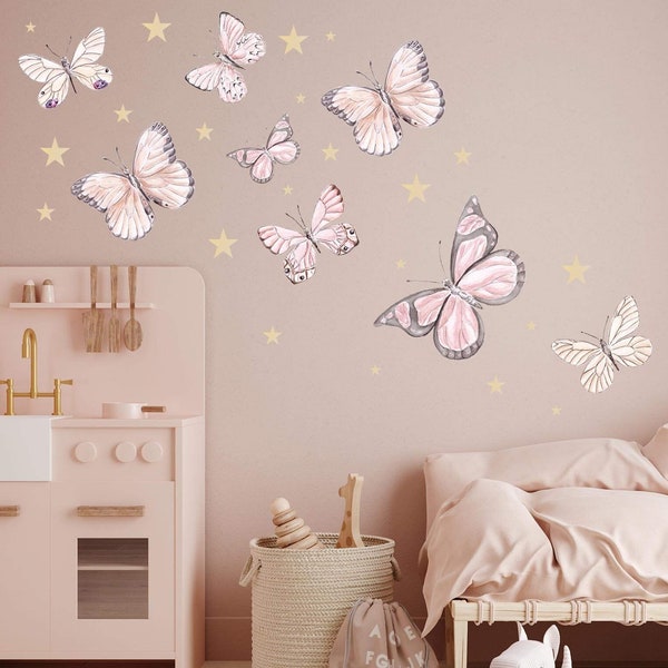 Schmetterling Set V210 Wandtattoo Aufkleber Schmetterlinge Wandaufkleber Sticker Wandfolie Kinderzimmer Mädchenzimmer Wand Deko Schwarm