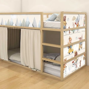 Sticker for IKEA KURA children's bed adhesive film furniture film sticker children's room bed adventure animals (without furniture) IKB504